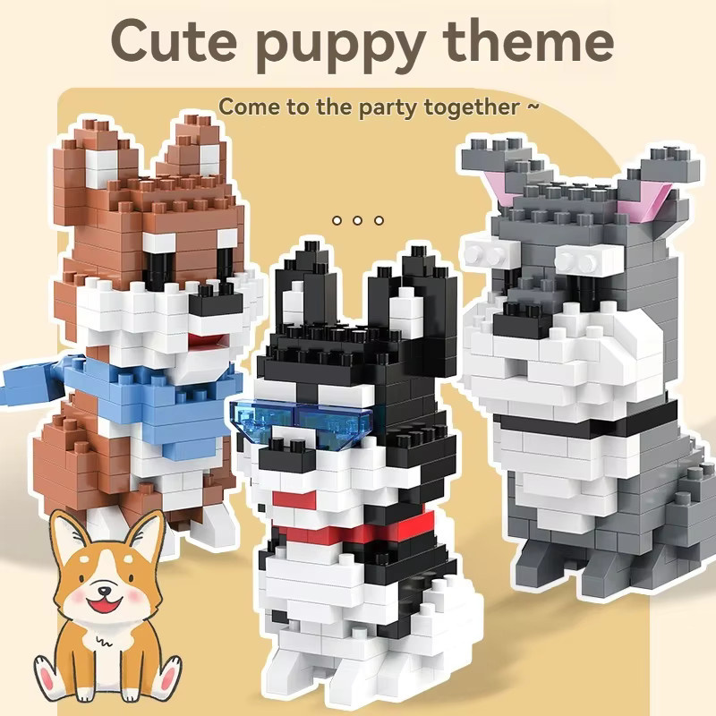 HUATEC Micro Bausteine Set Hunde Cartoon Charakter Modelle aus Kunststoff in Mehrfarbig als kreatives DIY Spielzeug für Kinder - Bild 5