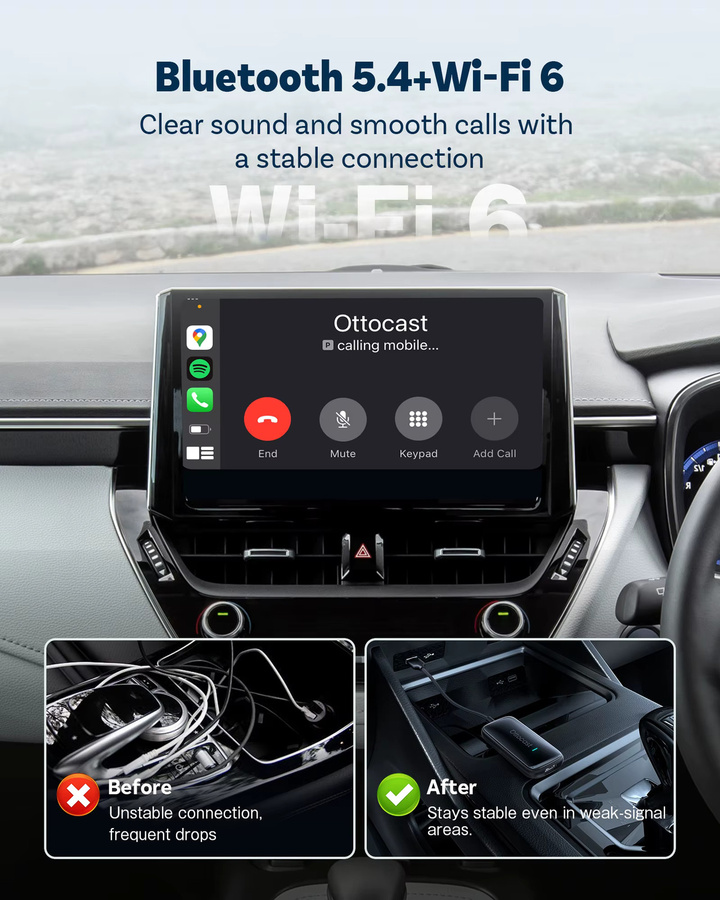 Ottocast Play2Video Ultra Kabellose CarPlay und Android Auto AI-Box mit WiFi6 für VW in Schwarz - Bild 5