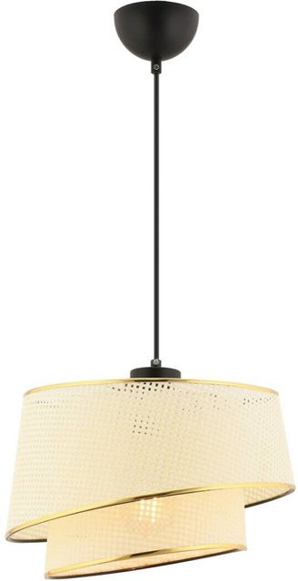 Opviq Pendelleuchte Barette in Weiß oder Gold/Messung mit Beige, E27, Metall und Stoff - Bild 1