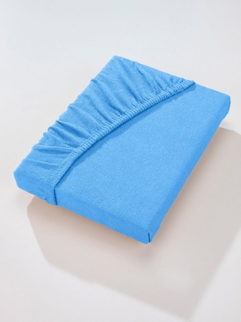 Biberna Spannbetttuch aus Frottee in Blau, bügelfrei, 80% Baumwolle und 20% Polyamid - Bild 1