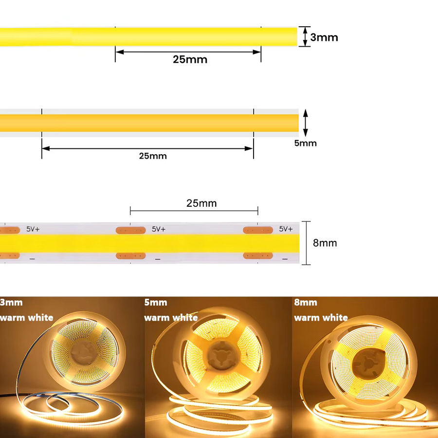 HAGAHA COB LED Streifen RGB Multicolour 5V mit 320 LEDs pro Meter, selbstklebend - Bild 2