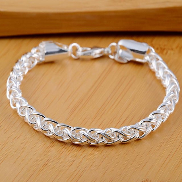 Armband 925 Sterling Silber, Fishbone, 20cm, Unisex, brown - Bild 1