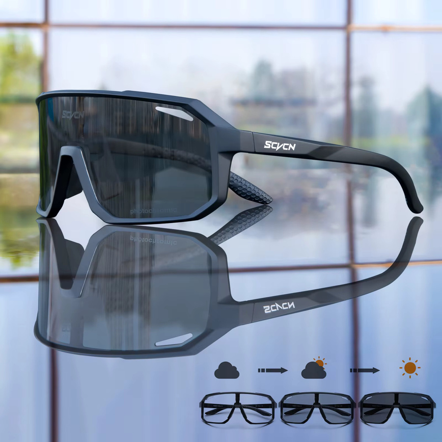 SCVCN Photochrome Outdoor-Brille, Vollrand, Kunststoff, Unisex, black - Bild 4