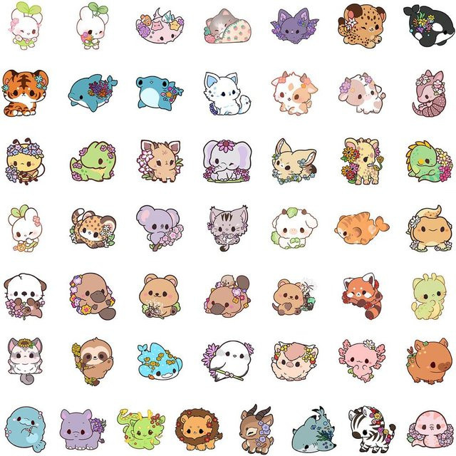 50 Stück Wasserdichte Cartoon-Tier-Graffiti-Aufkleber von Animeworlds Store in Multicolour - Bild 1