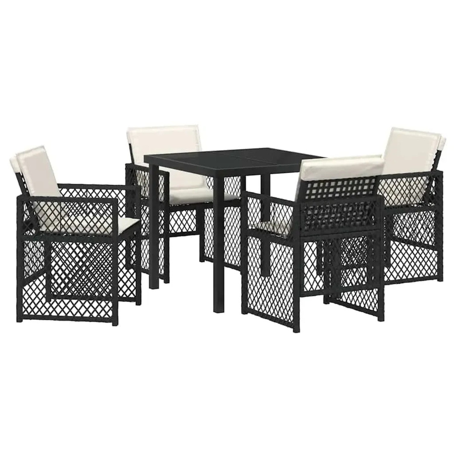 vidaXL Garten Essgruppe 5-teilig aus Poly-Rattan und Stahl in Schwarz - Bild 2
