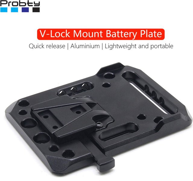 Probty V-Mount Batterieplatte mit 1/4"-20 und 3/8"-16 Gewindelöchern in Schwarz - Bild 1