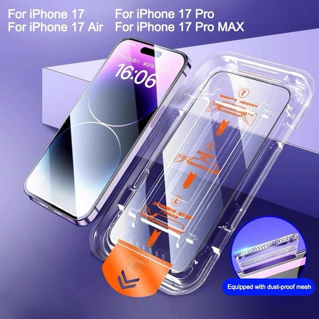 Hochauflösender Displayschutz aus gehärteter Glasfolie mit Härtegrad 9H für iPhone 17, iPhone 17 Air, iPhone 17 Pro und iPhone 17 Pro MAX, transparent - Bild 1