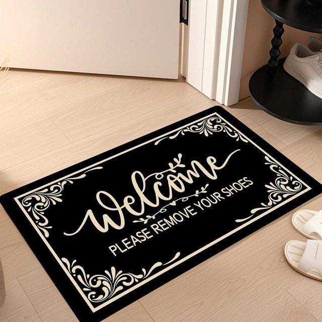 Lodestar Fußmatte Willkommen Bitte Schuhe Ausziehen, Schwarz, B/T/H: 60 x 40 x 1 cm - Bild 1