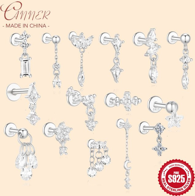CANNER Ohrstecker 925 Silber, Pferdeauge, Sterne, Blumen, Damen - Bild 1