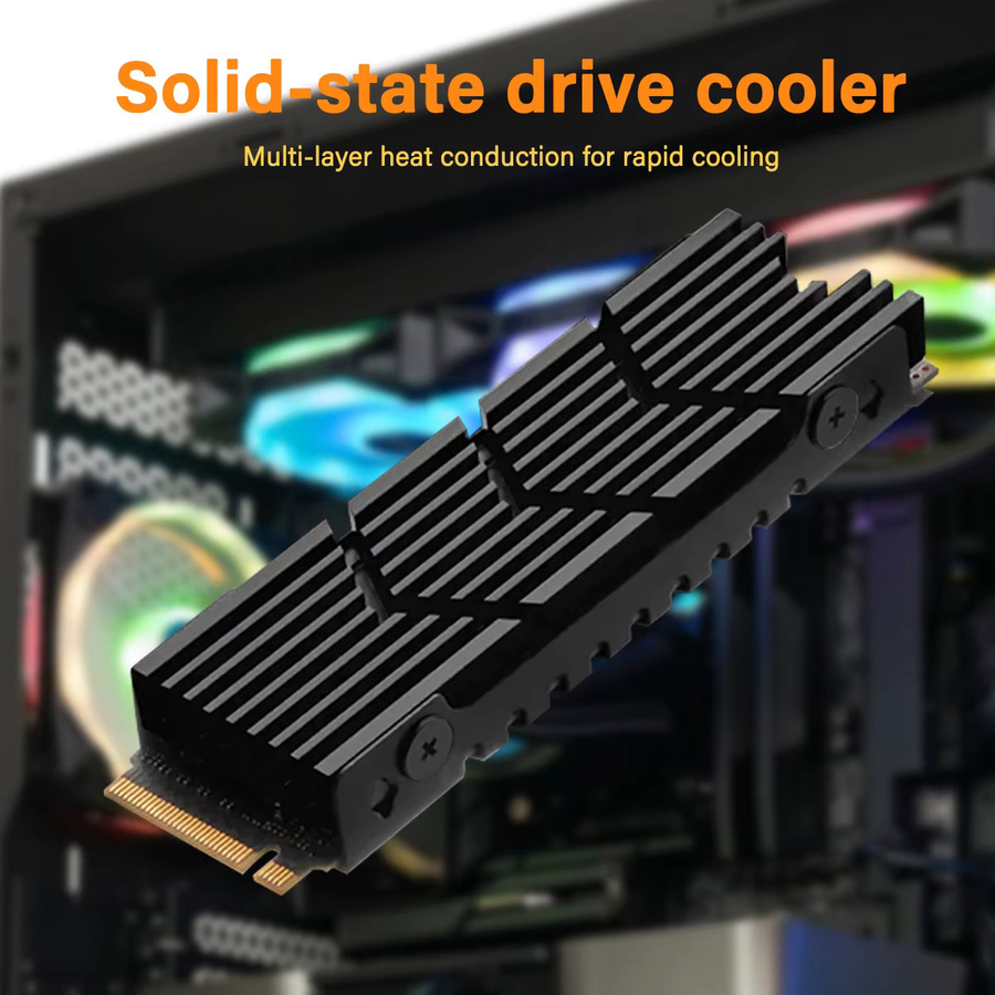 AuyiHomu M.2 2280 NVMe PCIe SSD-Kühlkörper für PS5 und PC, Aluminium-Kühlradiator mit Wärmeleitpad, Schwarz - Bild 2