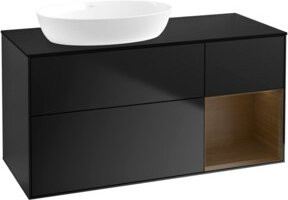 V&B Waschtischunterschrank Finion mit Wandbeleuchtung und Regal in Blau lackiert, Breite: 120 cm, Tiefe: 50,1 cm, Höhe: 50,1 cm - Bild 1