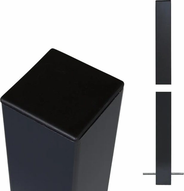Zaunpfosten Plus aus Stahl in Grauschwarz pulverbeschichtet, B/B/H: 8 x 8 x 186 cm - Bild 1
