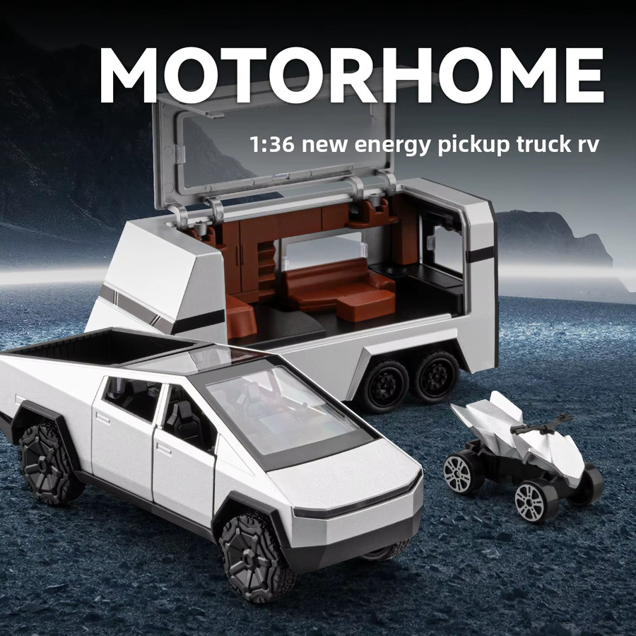 MAKEDA Elektro-Pickup-Wohnmobil, Spielzeugauto, 1:36, Metall, Grün - Bild 3