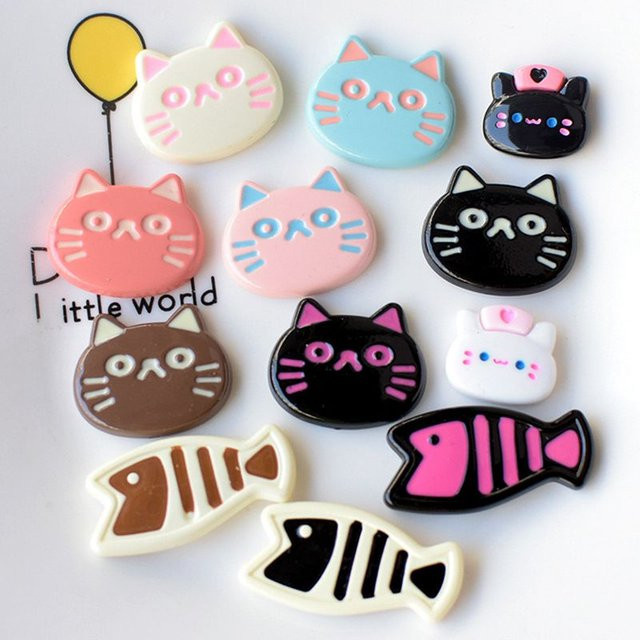TSXJY Schmuck Zubehör, Cartoon Fische Katze Serie, Bunt, Plastic, Unisex - Bild 1
