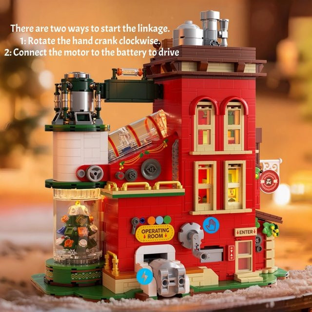 SixBricks MOC Winter Weihnachten Schnee Hütte, Bausteine Set, mit Licht - Bild 1