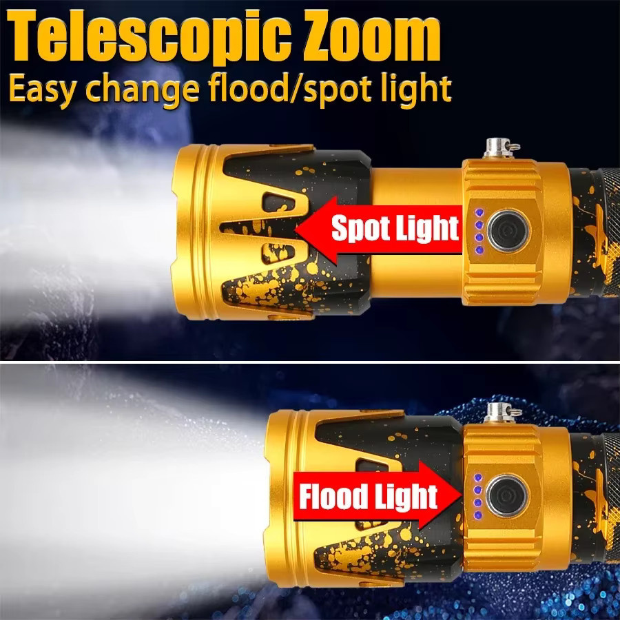 KDULIT LED-Taschenlampe mit Zoomfunktion und Akku, superhelle taktische Suchlaterne aus Aluminium für den Außenbereich - Bild 4