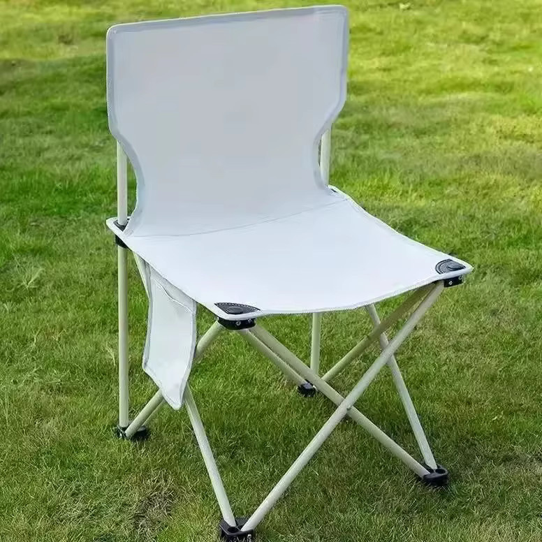 QHSPE Klappstuhl und Klapphocker für Camping und Outdoor in Beige und Weiß - Bild 2