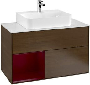 V&B Waschtischunterschrank Finion 100 mit Wandbeleuchtung in Weiß, B/T/H: 100 x 50,1 x 50,1 cm - Bild 1