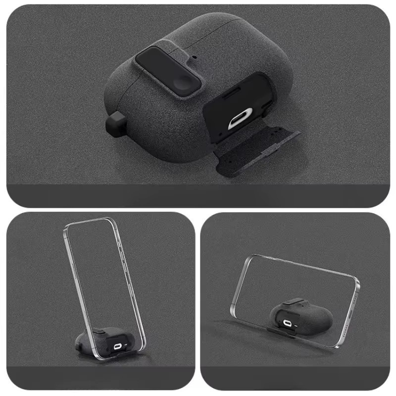 Schutzhülle für AirPods Pro 2 und 3 Generation mit sicherem Schloss und integriertem Telefonständer - Bild 3