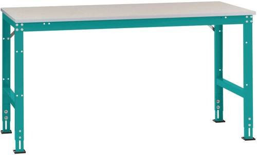 Manuflex AU4037.5021 Arbeits-Grundtisch UNIVERSAL Standard mit Kunststoffplatte in Wasserblau, B/T/H: 125 x 80 x 76-87 cm - Bild 1