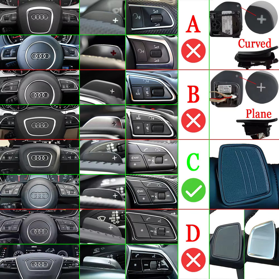 Beinuli DSG Lenkrad Paddle Shifter Verlängerungs Aufkleber in Silber für Audi A3 8V A4 B9 A5 Q2 Q5 SQ5 Q7 und TT - Bild 2