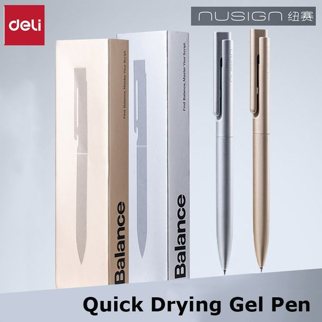 deli Gelstift NS999ES mit 0,5 mm Rundspitze und metalllackiertem Gehäuse in Gold/Silber - Bild 1