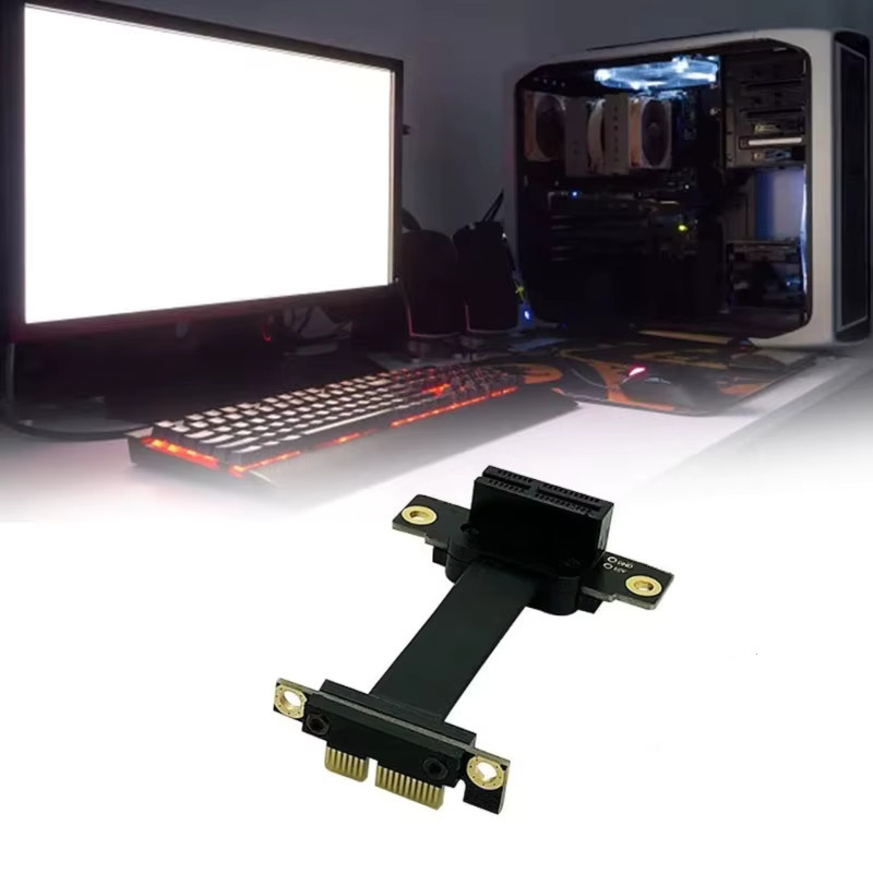 PCIe X1 Riser-Kabel Dual 90 Grad Verlängerungskabel 8 Gbit/s in Schwarz, Länge: 5 cm - Bild 2
