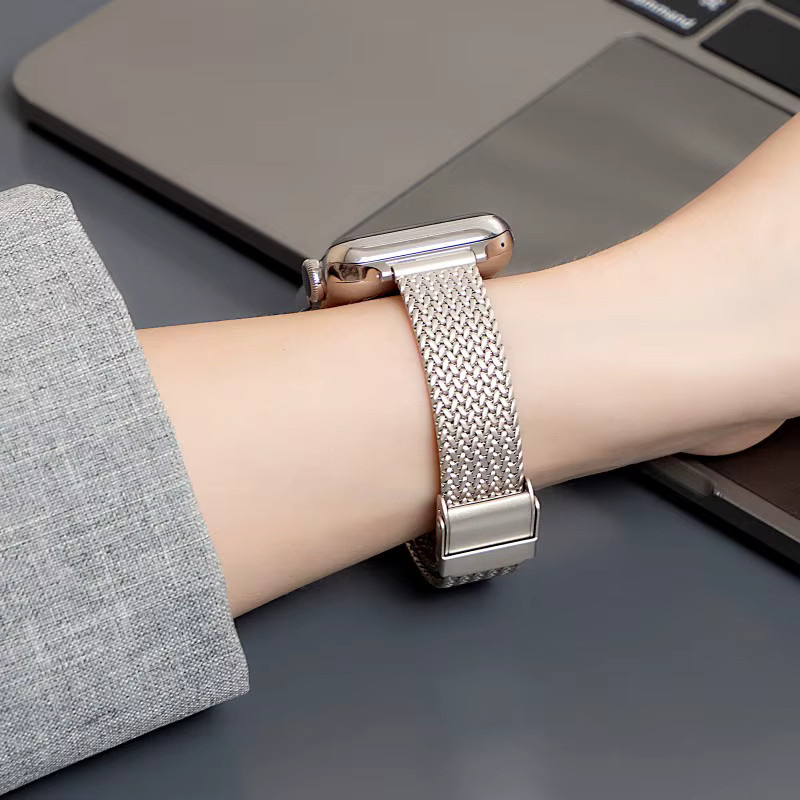 Aotelayer Uhrenarmband Edelstahl, Milanaise, Silber, Unisex, 20mm 22mm - Bild 2