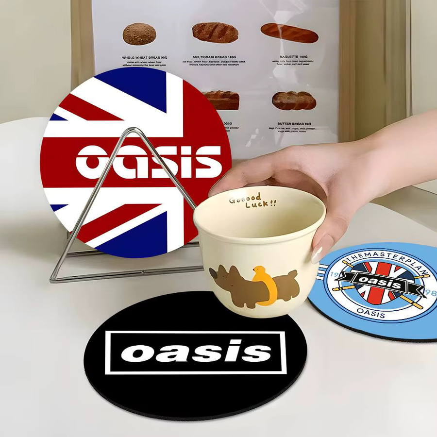 O-Oasis Band Holzuntersetzer rund mit Farbdruck in Multicolour - Bild 5