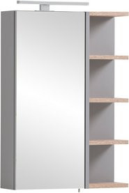Schildmeyer LED-Spiegelschrank Lugo in Platingrau mit integrierter Beleuchtung und Glastüren, B/H: 49,7 x 74,8 cm - Bild 1