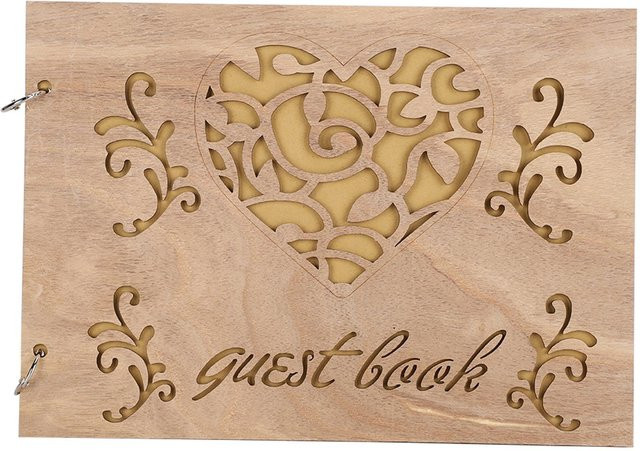 Hochzeitsgästebuch OutsideWorld aus Holz in Beige mit Hardcover im rustikalen Design - Bild 1