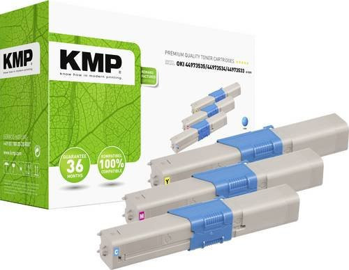 KMP Toner Kombi-Pack Cyan, Magenta, Gelb kompatibel mit OKI 44973535, 44973534, 44973533 für Laserdrucker mit 1500 Seiten Reichweite - Bild 1