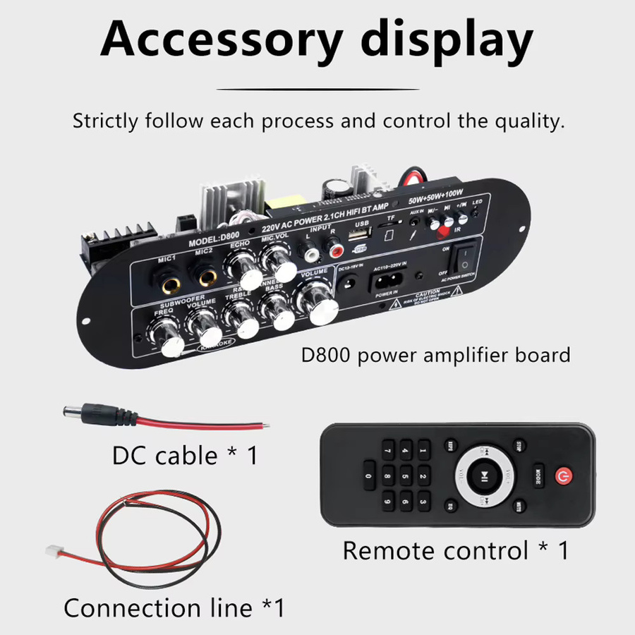 diymore D800 2.1-Kanal Bluetooth Verstärkerplatine in Schwarz mit 50 W + 50 W + 100 W Hochleistungs-Audio-Digitalverstärker - Bild 4