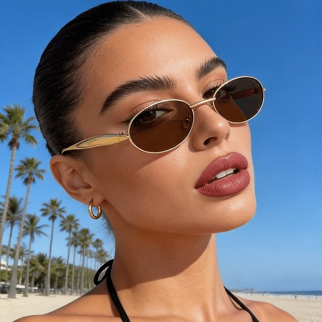 BMAD Sonnenbrille, oval, Metall, Vollrand, Gold, Damen - Bild 1