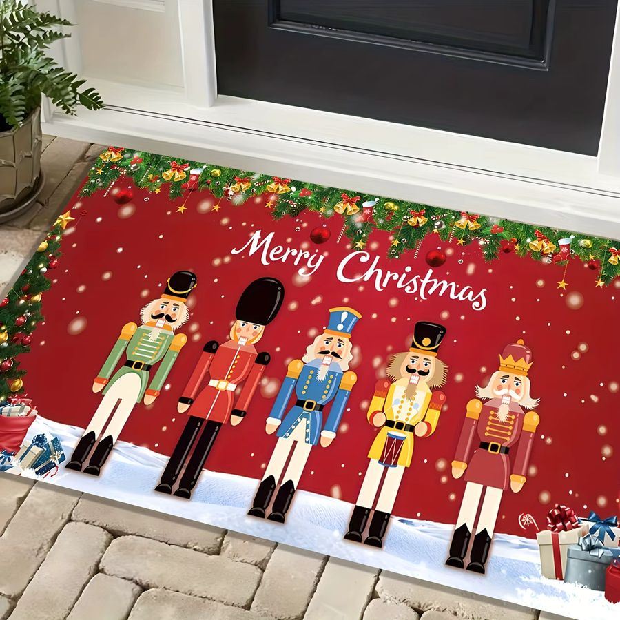 VIKAMA Weihnachts-Nussknacker Fußmatte multicolor, rutschfest und geräuschreduzierend als Druckteppich für Eingangsbereich, Flur oder Badezimmer - Bild 2