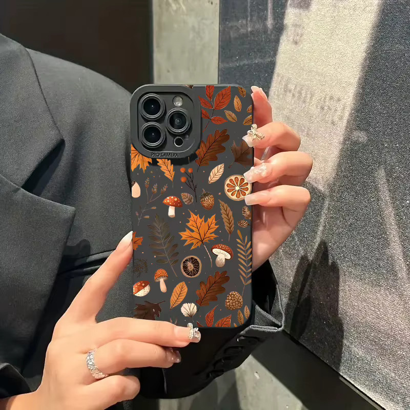 Silikon Handyhülle mit Herbst Blätter Muster für iPhone 11 bis iPhone 17 Pro Max, Soft Cover, Multicolour - Bild 2