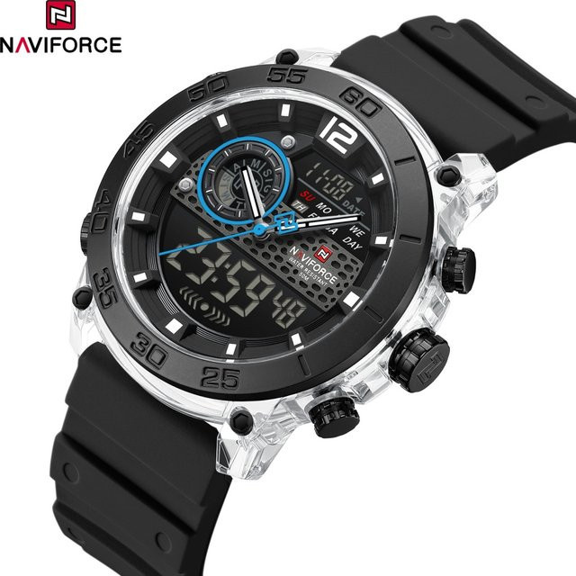 NAVIFORCE Armbanduhr, Quarz, Analog-Digital, Silikon, Schwarz, Herren - Bild 1
