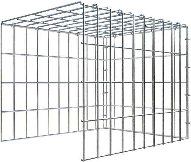 Gabiona C-Ring Anbaukorb Typ 4 in Silbergrau, Maschenweite 5 x 10 cm, B/T/H: 40 x 50 x 40 cm - Bild 1