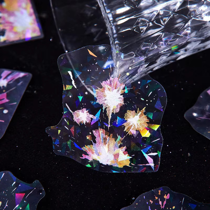 20 Blatt Glitzer-Aufkleber im Ins-Stil mit bunten Blüten und Sternlicht-Formen für Scrapbooking und DIY-Projekte, Multicolor - Bild 2