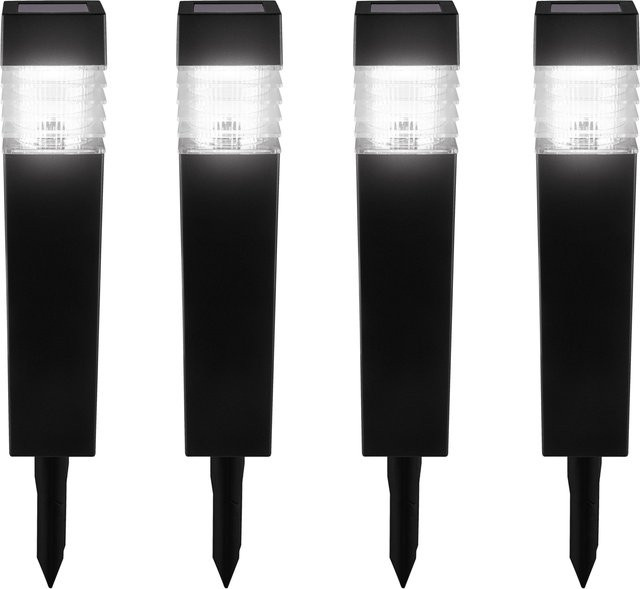LIVARNO LED Solar Bodengartenleuchten aus Kunststoff im 4er-Set, Rechteckform mit Dämmerungssensor und IP44 Schutz für Garten, Balkon und Camping - Bild 1