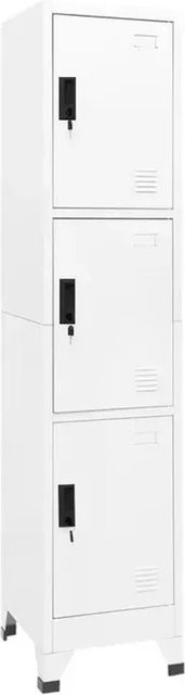 vidaXL Schließfachschrank aus Stahl in Weiß mit Schloss für Büro und Schule, B/T/H: 38 x 45 x 180 cm - Bild 1