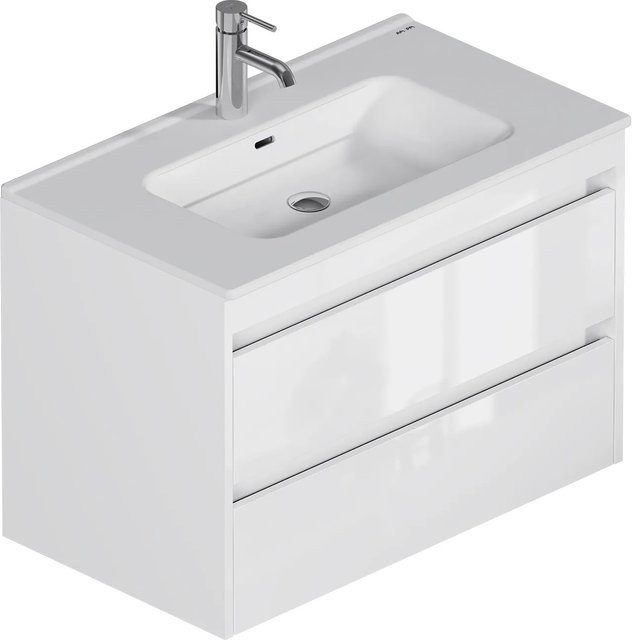 AM.PM Waschtischunterschrank Spike mit Becken in Weiß Glänzend mit 2 Schubladen, Breite: 80 cm - Bild 1