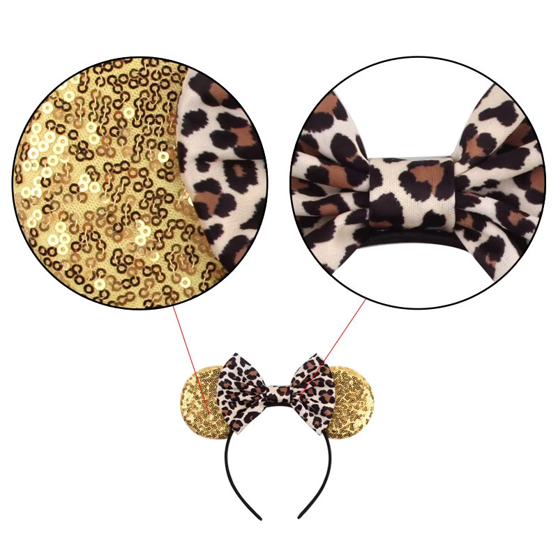 HEROCROSS Stirnband, Leopardenmuster, Mickey Mouse Ohren, Damen - Bild 3