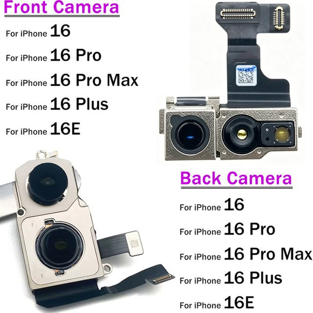 JIARUILA Frontkamera-Flexkabel und Rückkamera-Modul-Flexkabel für iPhone 16 Pro Max Plus 16E in Schwarz - Bild 1