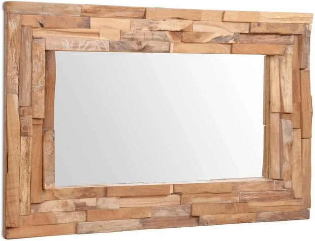 vidaXL Dekorativer Spiegel aus Teak in Braun, Rechteckig, B: 90 cm, H: 60 cm - Bild 1