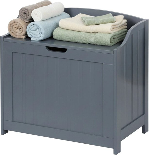 Relaxdays Wäschetruhe aus MDF in Grau mit Soft-Close-Funktion, B/T/H: 56 x 36 x 53 cm - Bild 1