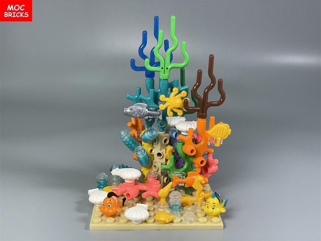 Yiran toy Meeresbewohner Meerespflanzen Robbe Seestern Koralle Muschel Konstruktionsbausteine 6–12 Jahre - Bild 1