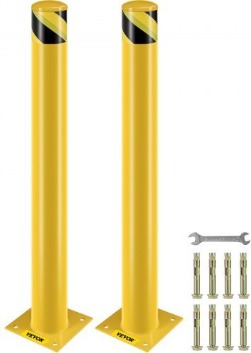 VEVOR Parkplatz-Sicherheitspoller aus Stahl, 2er-Set, Schwarz und Gelb, Höhe: 107 cm, Breite: 20 cm, Tiefe: 20 cm - Bild 1