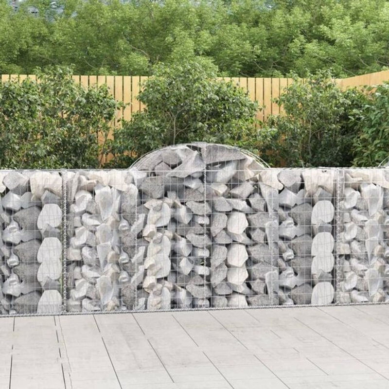 Vidaxl Gabionen Set mit Hochbogen aus verzinktem Eisen in Silber, 11 Stück, H: 120 cm, B: 200 cm, T: 50 cm - Bild 1