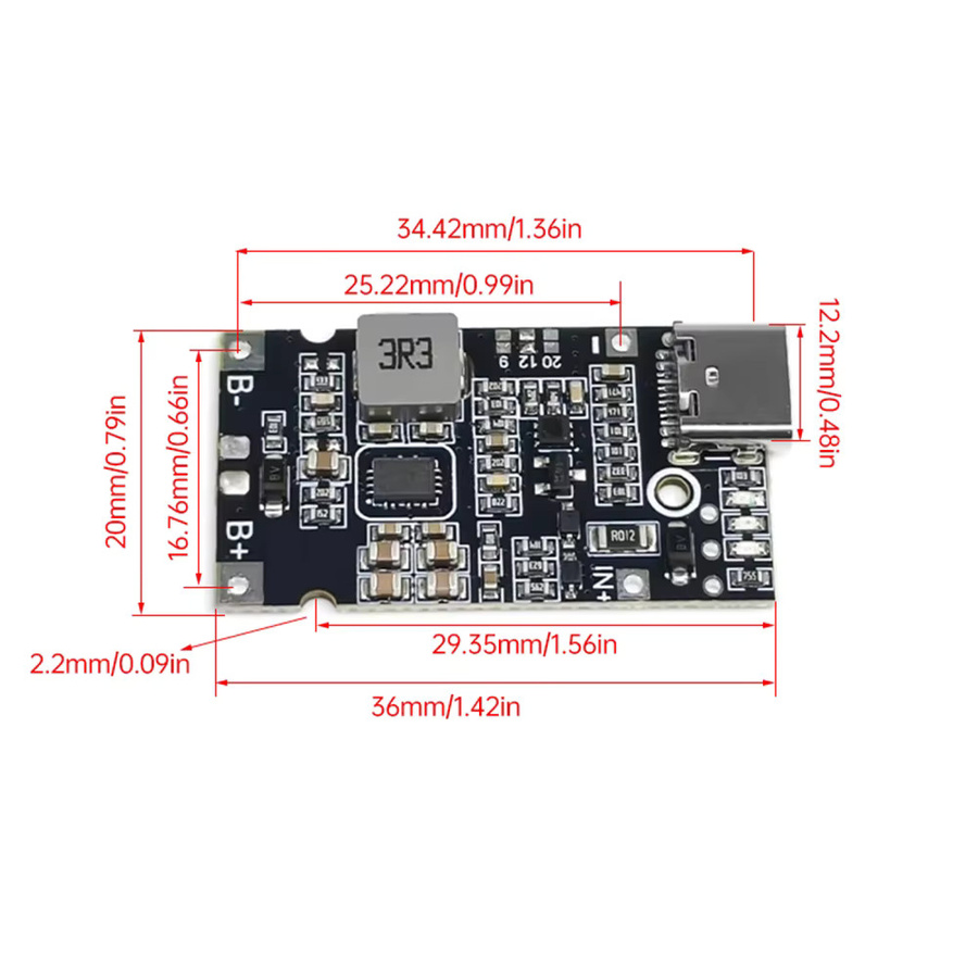 diymore Multi-Cell Step-Up Buck Schnelllade-Lademodul mit Typ-C für 18650 Lithium-Batterien (2S 3S 4S) 4,5V-15V 9V/12V - Bild 2